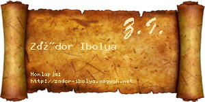 Zádor Ibolya névjegykártya